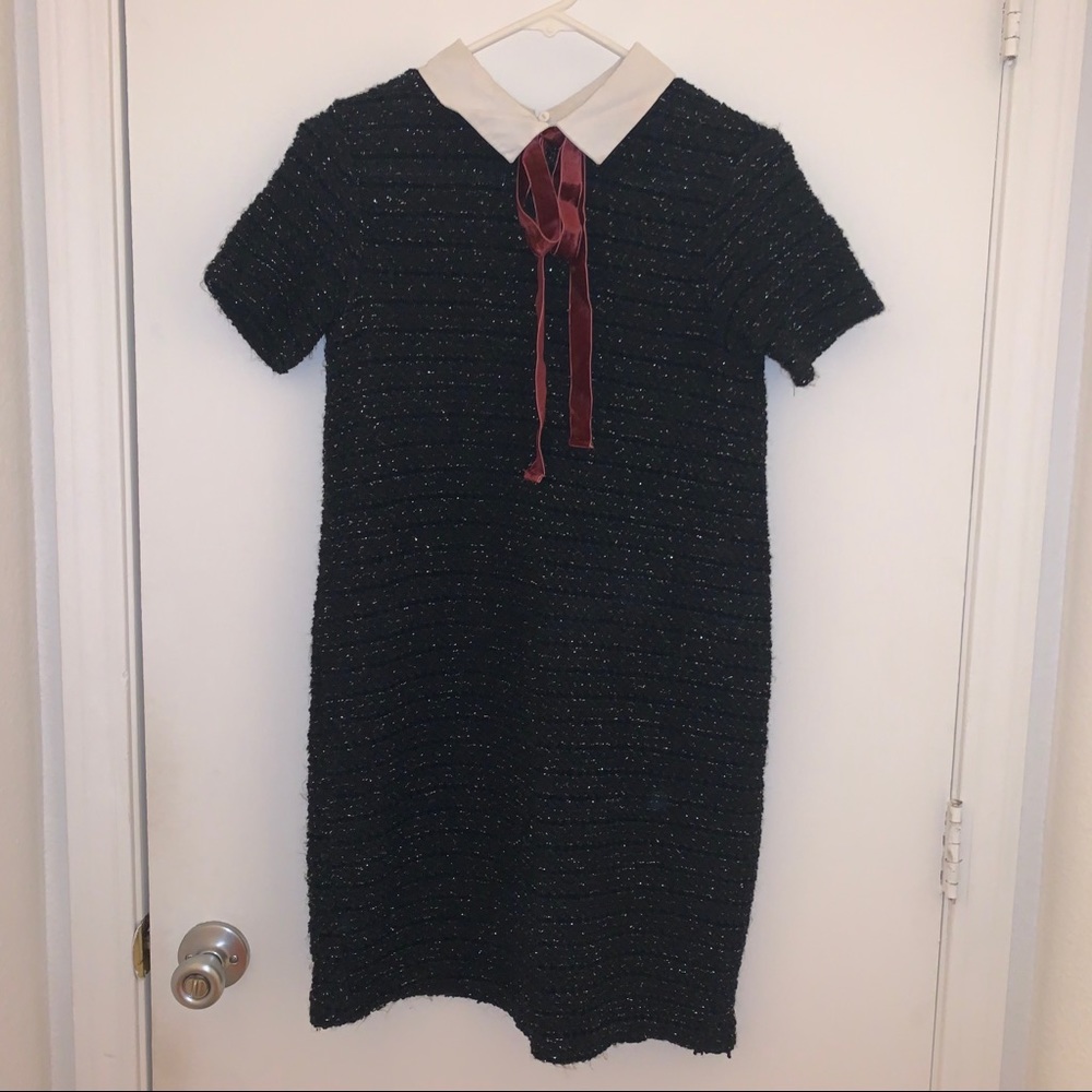 Zara collared dress with suede bow